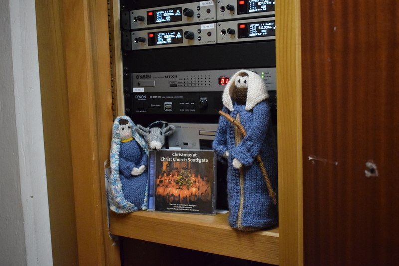 Mary Joseph and Donkey in the sound cupboard