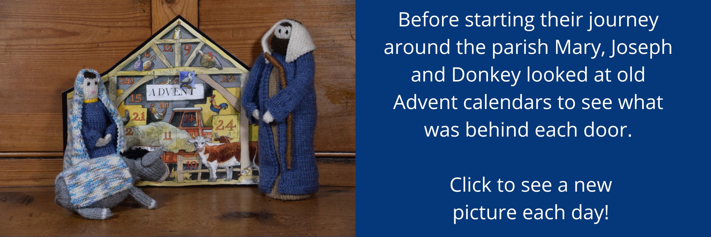 Mary, Joseph and Donkey Advent Calendar banner